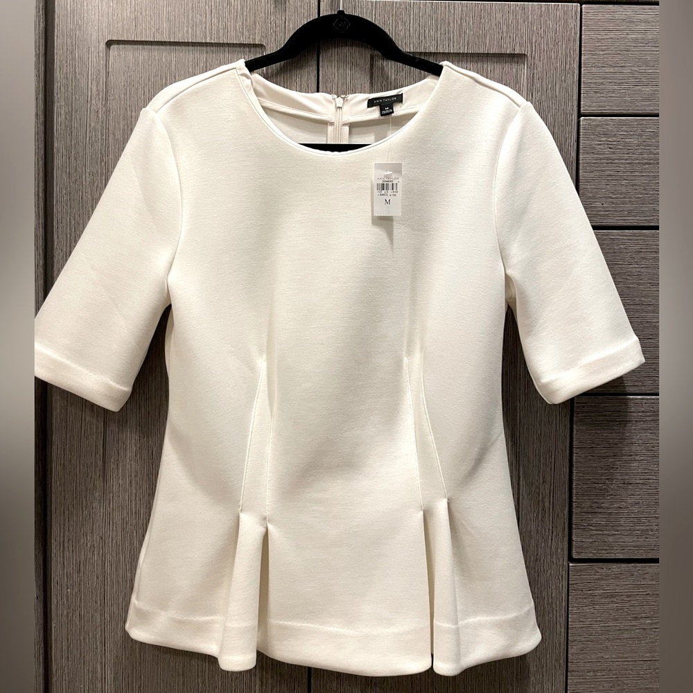 TAGS ON! Peplum blouse - great for winter holiday parties!